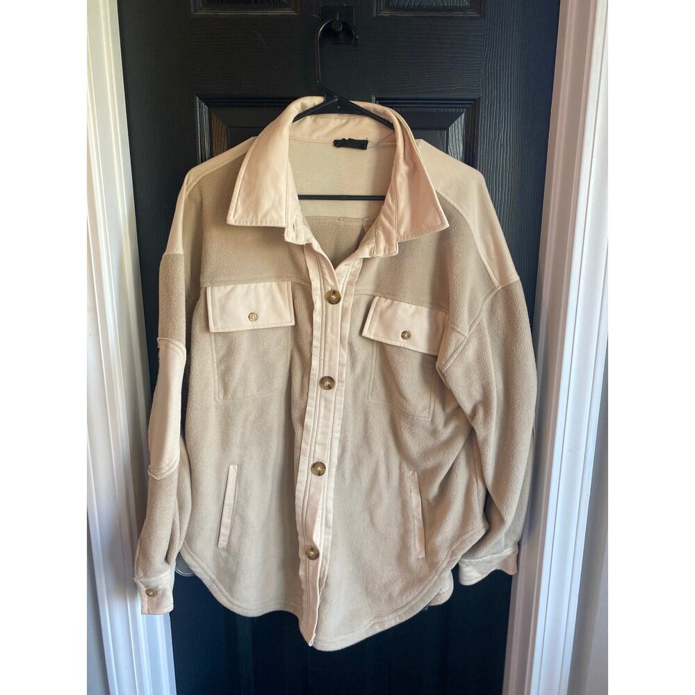 Heyson Tan Oversized Elbow Patches Shacket Jacket Sweater Material-Size M/L